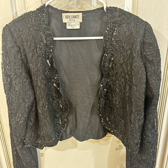 Vintage sequin glitter sparkle jacket black long sleeve - Picture 2 of 11